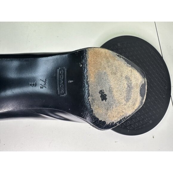 COACH 90s Vintage Womens 7.5 B Made in Italy 2.5” Block Heels Black Leather Y2K - Picture 9 of 10